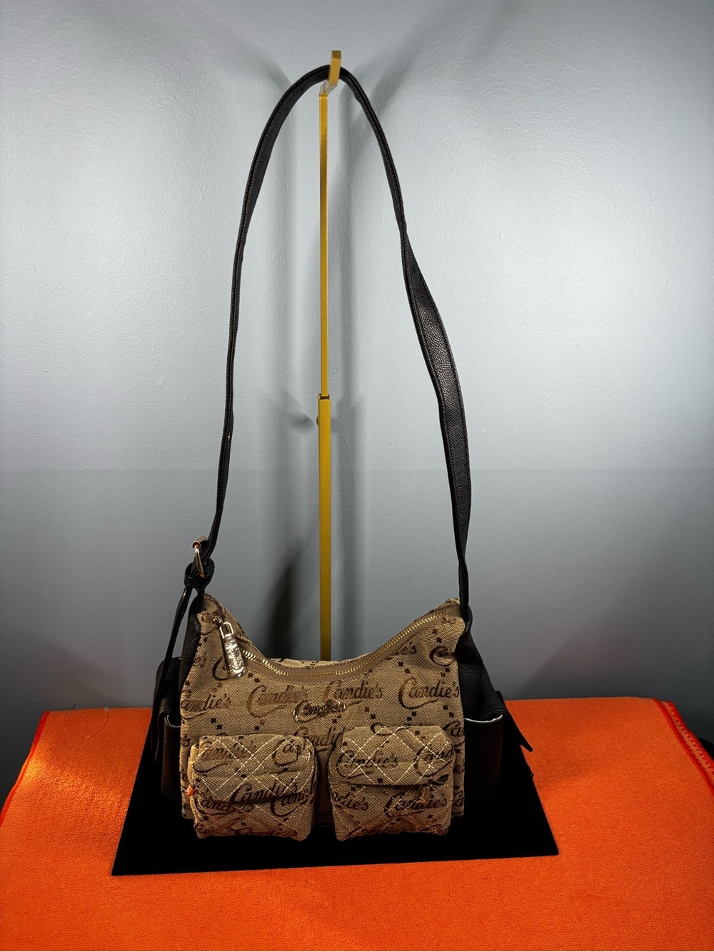One Off Prototype Candie's Beige Logo Canvas Shoulder Bag